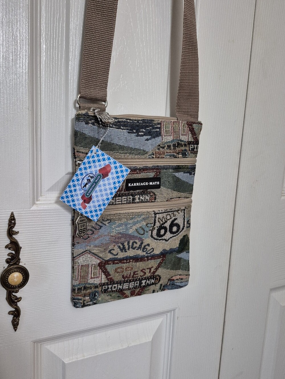 NWTs Route 66 Karriage mate road trip tapestry canvas crossbody bag